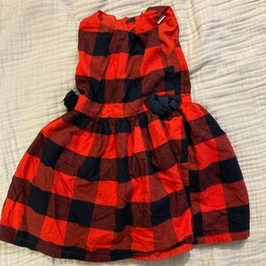 Toddler Girl Red Buffalo Check Plaid Christmas Dress size 4t cotton